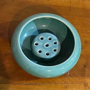 Weller Blue Porcelain Bowl and Flower Frog